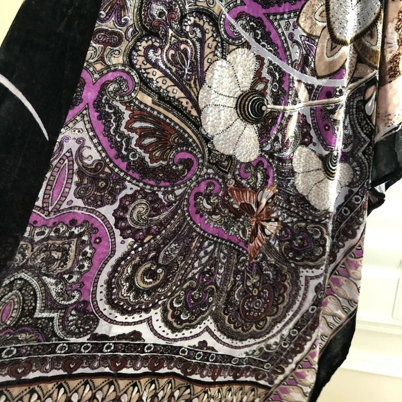 NWT Chicos Velvet Ruana Floral Butterfly Wrap New - Picture 12 of 14